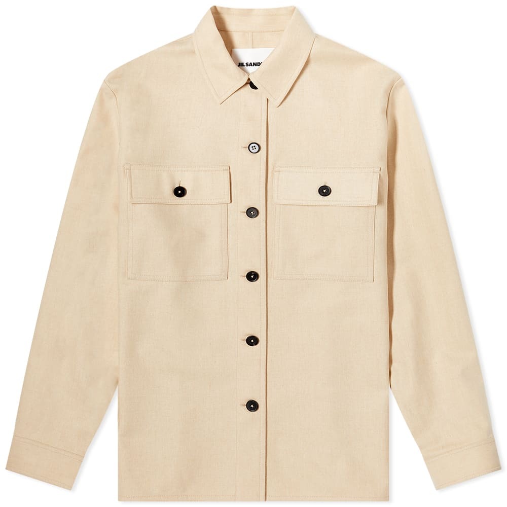 Jil Sander Women's Plus Wool Flannel Shirt Jacket in Quinoa Jil Sander