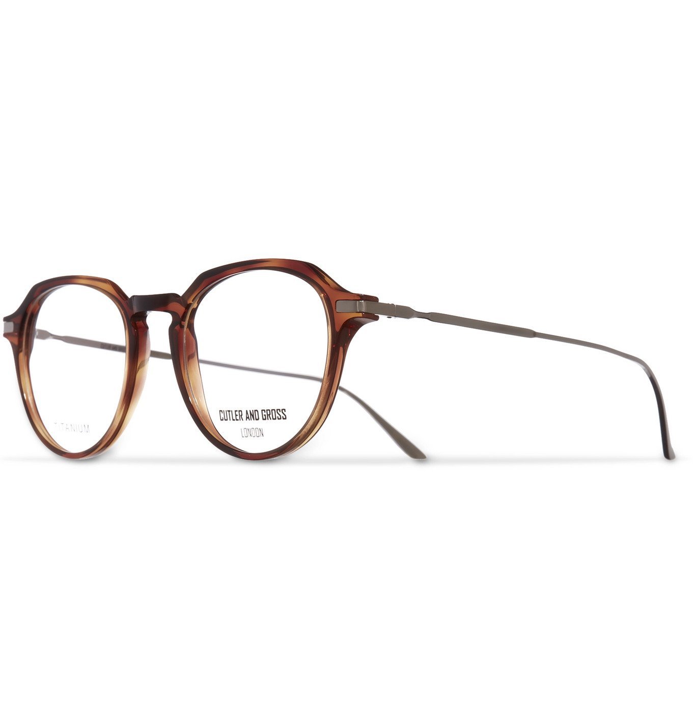 Cutler And Gross Round Frame Tortoiseshell Acetate And Titanium Optical Glasses 