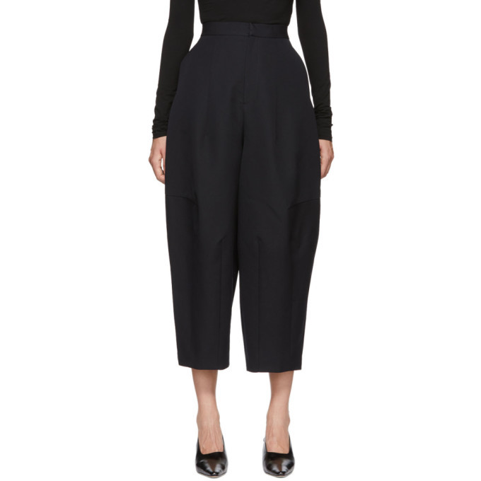 Enfold Navy Cocoon Wide Wool Trousers Enfold