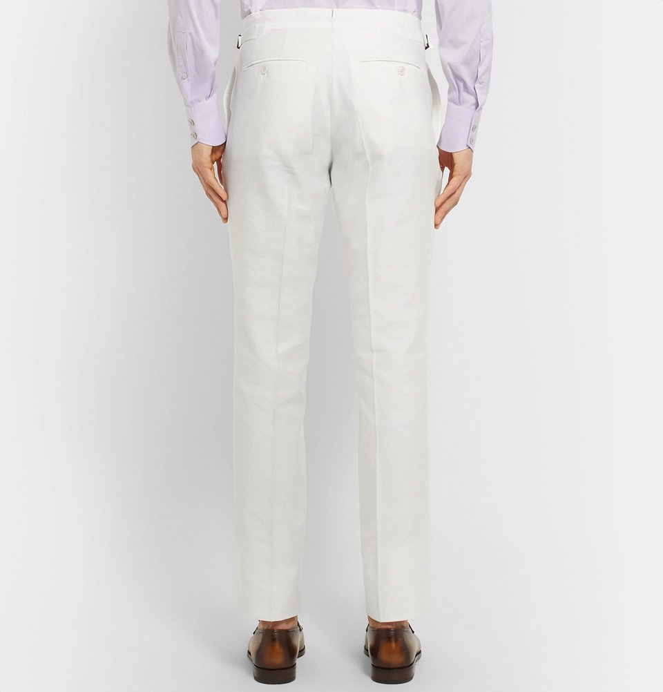 TOM FORD - White Shelton Slim-Fit Cotton and Linen-Blend Suit Trousers - Men  - White TOM FORD