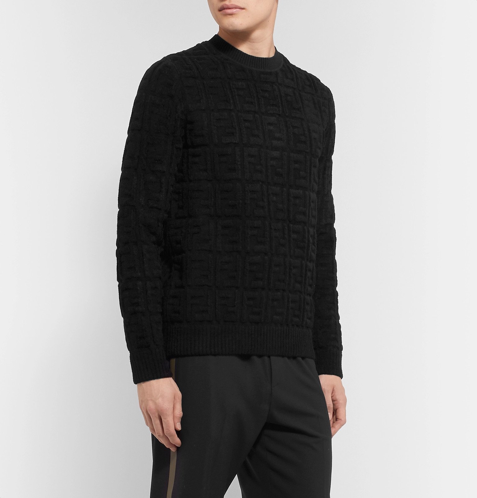 Fendi - Logo-Jacquard Chenille Sweater - Black Fendi