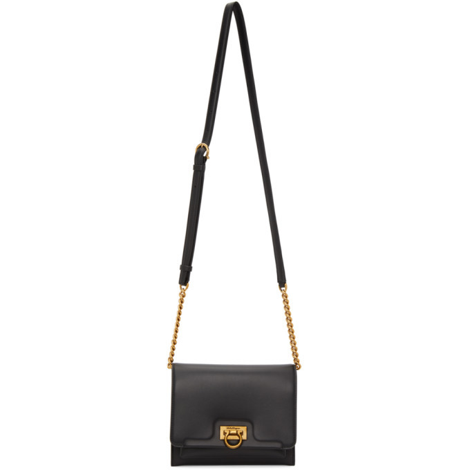 Salvatore Ferragamo Black Small Trifolio Shoulder Bag Salvatore Ferragamo