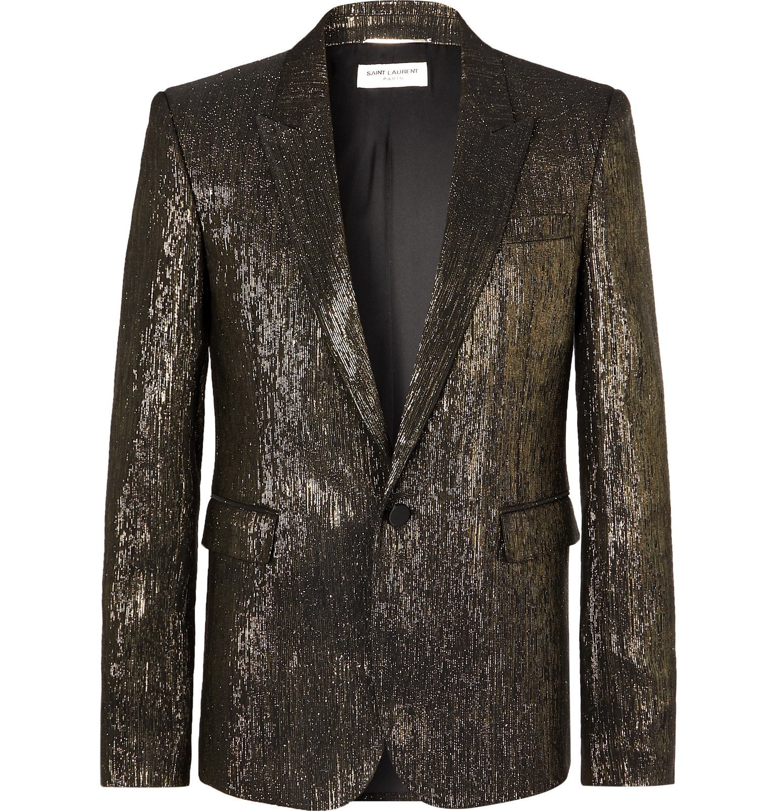 SAINT LAURENT - Slim-Fit Metallic Woven Blazer - Gold Saint Laurent