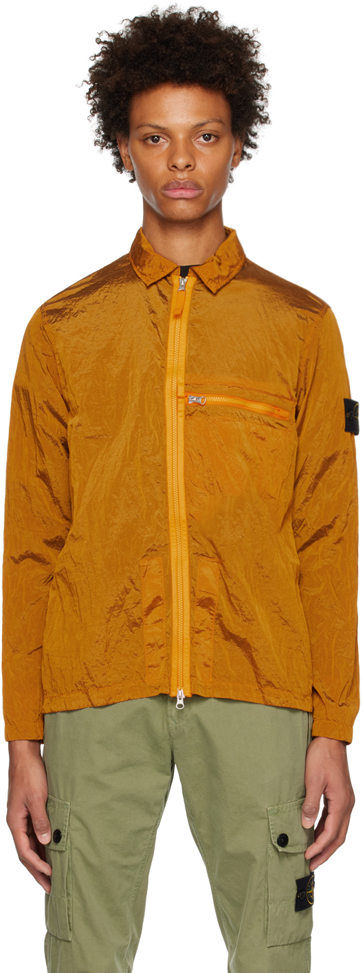 Stone Island Orange Crinkled Jacket Stone Island
