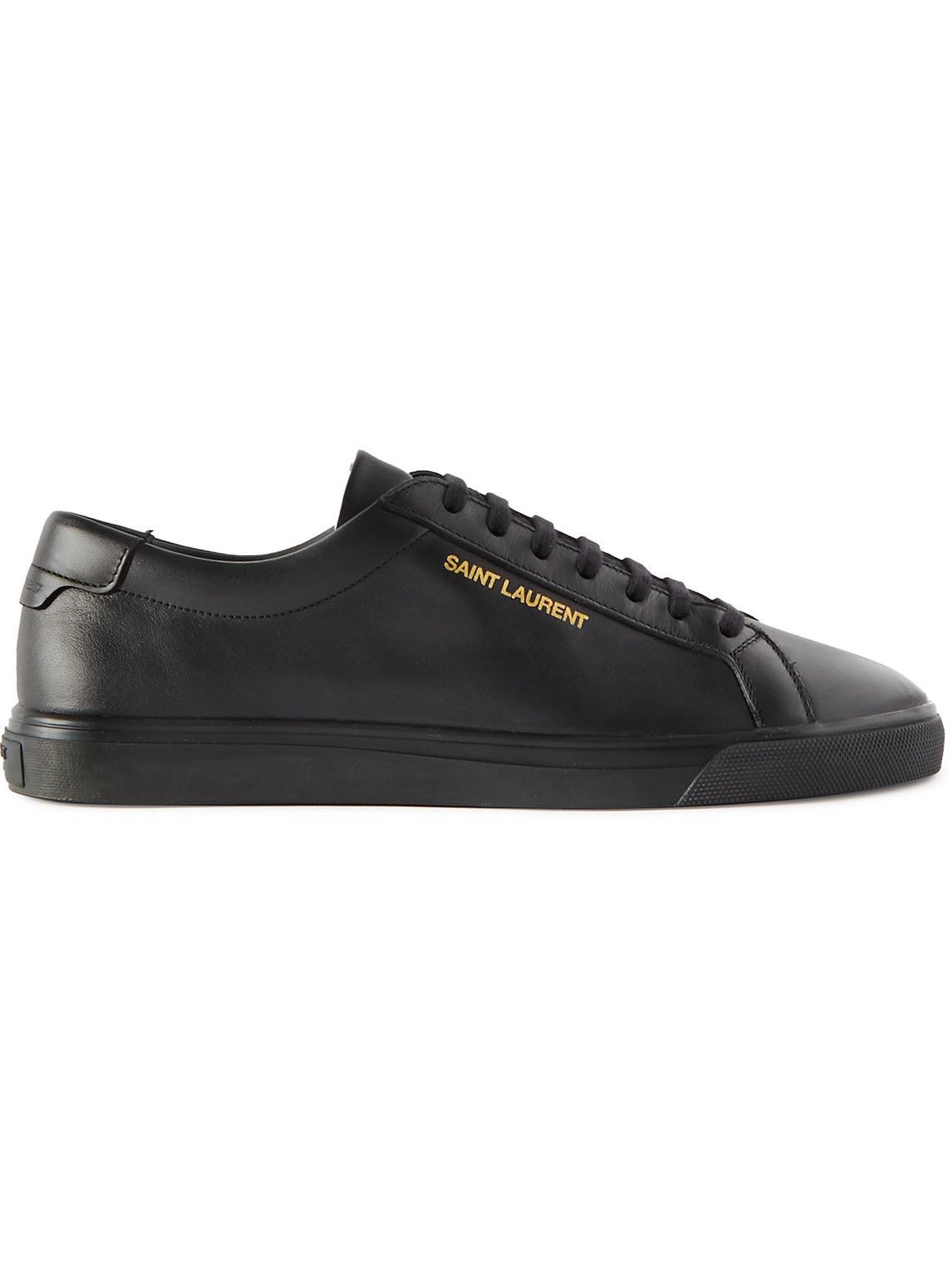 SAINT LAURENT - Andy Moon Logo-Print Leather Sneakers - Black Saint Laurent