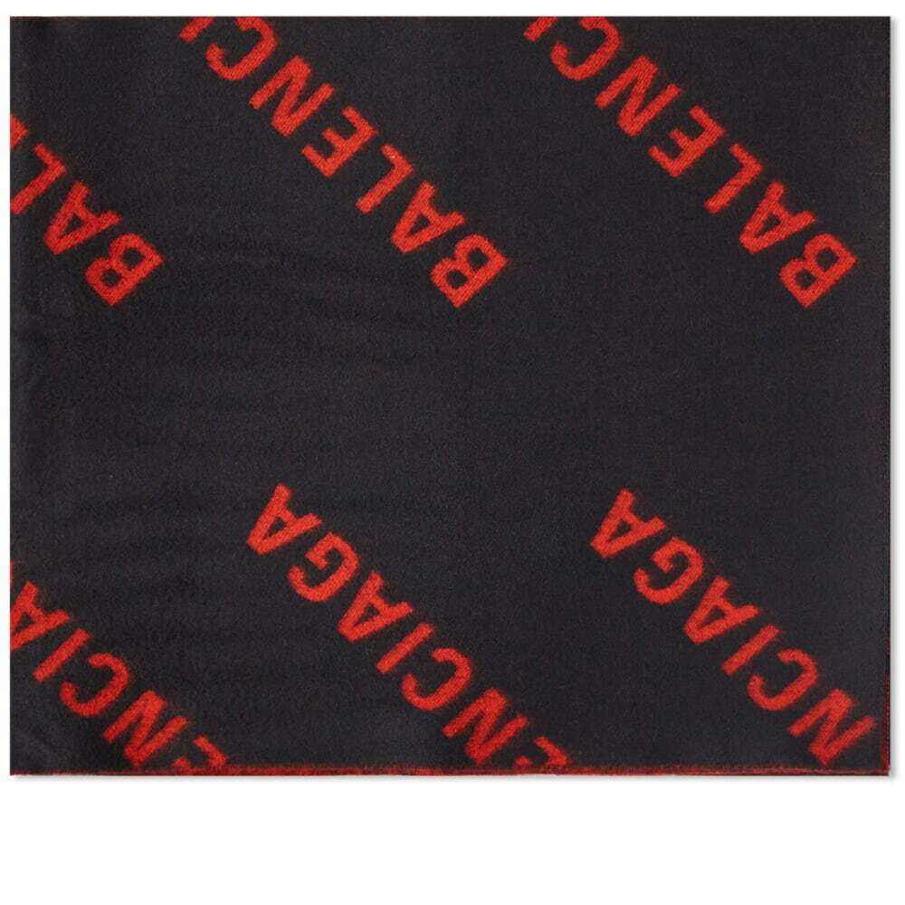 Balenciaga Men's Macro Logo Scarf in Black/Red Balenciaga