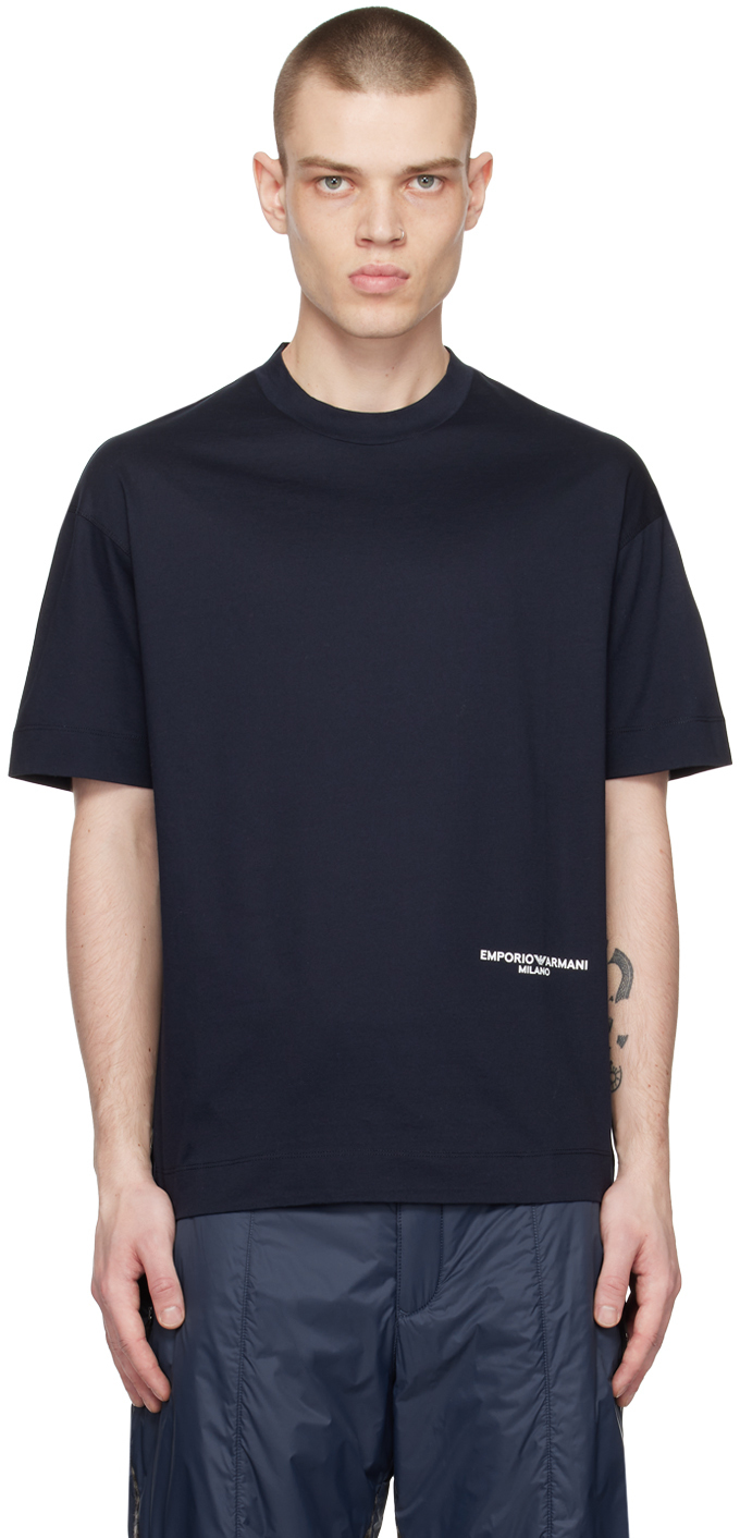 Emporio Armani Navy Printed T-Shirt