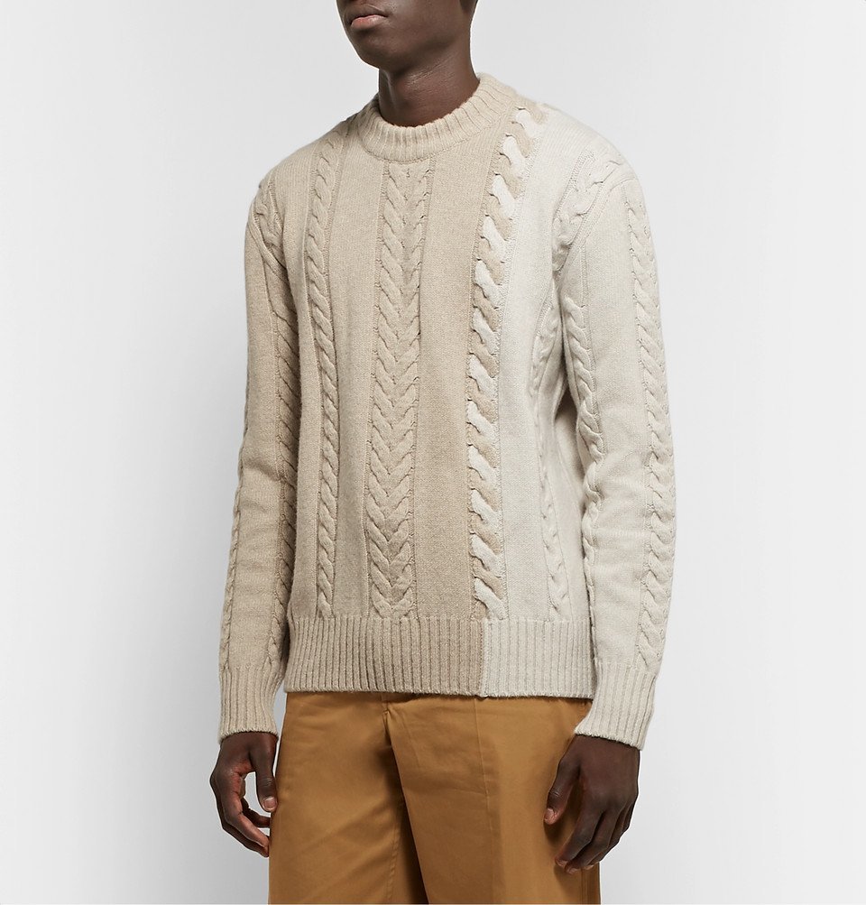 Maison Kitsune Cable-Knit Wool And Cashmere Sweater - www.shape 