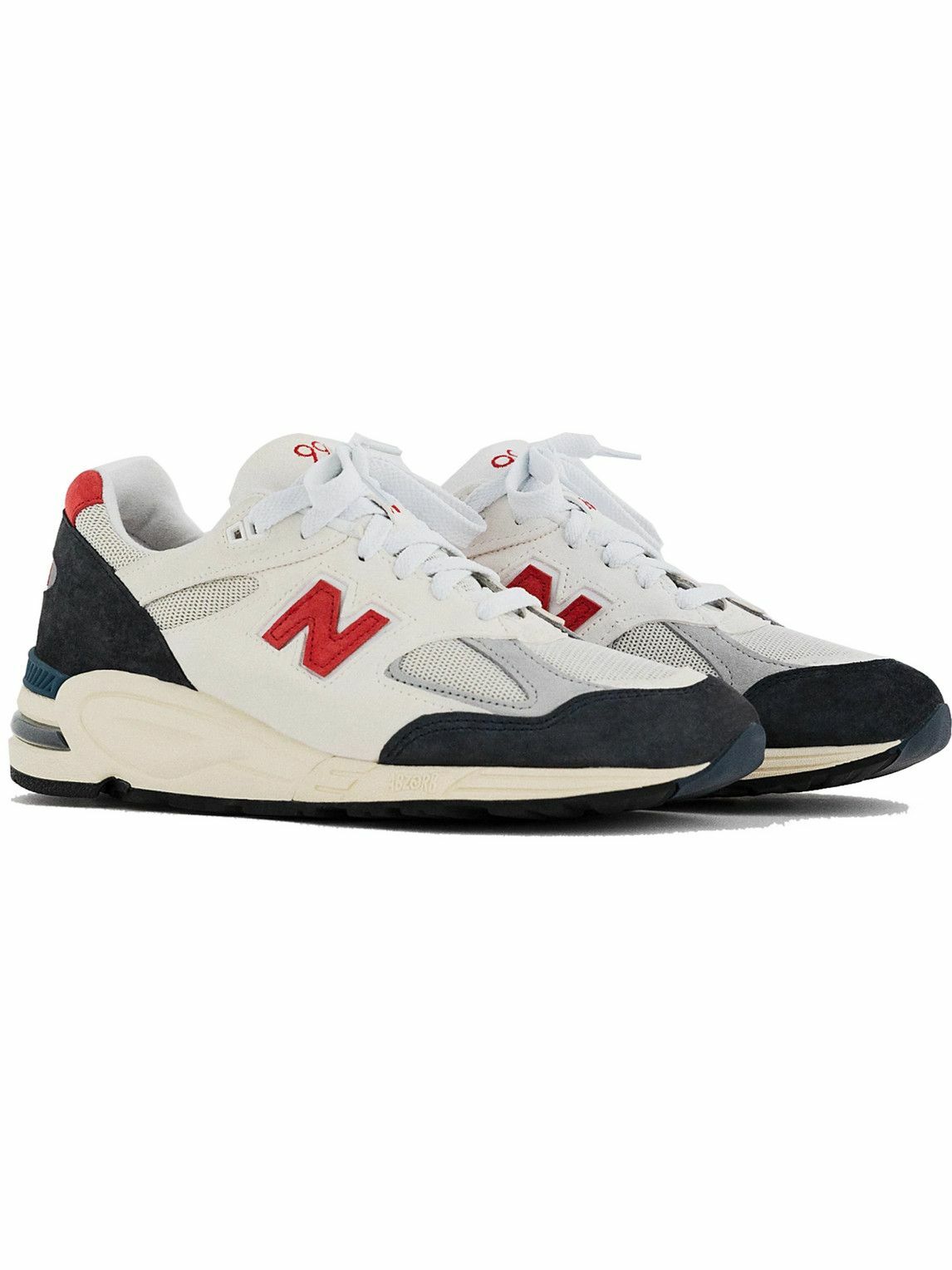 Photo: New Balance - Teddy Santis 990v2 Suede and Mesh Sneakers - White