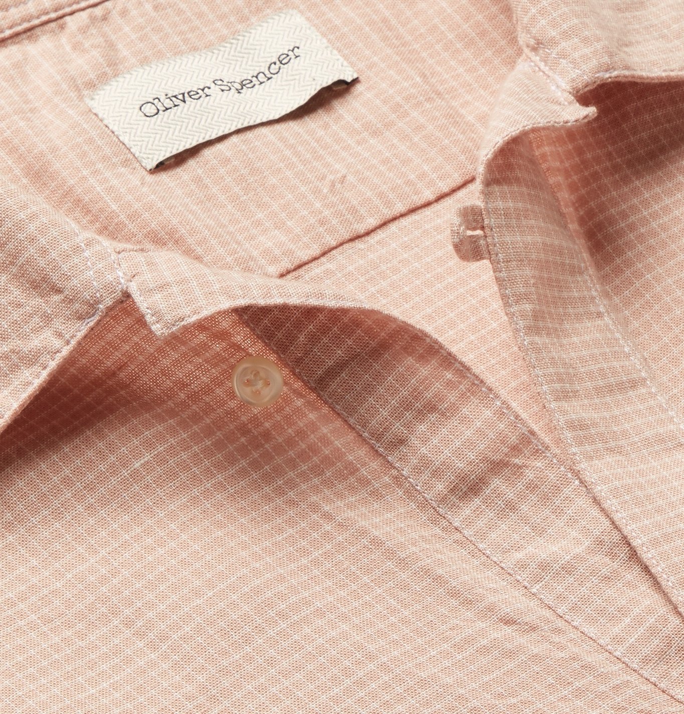 Oliver Spencer - Yarmouth Linen and Cotton-Blend Half-Placket Shirt - Pink