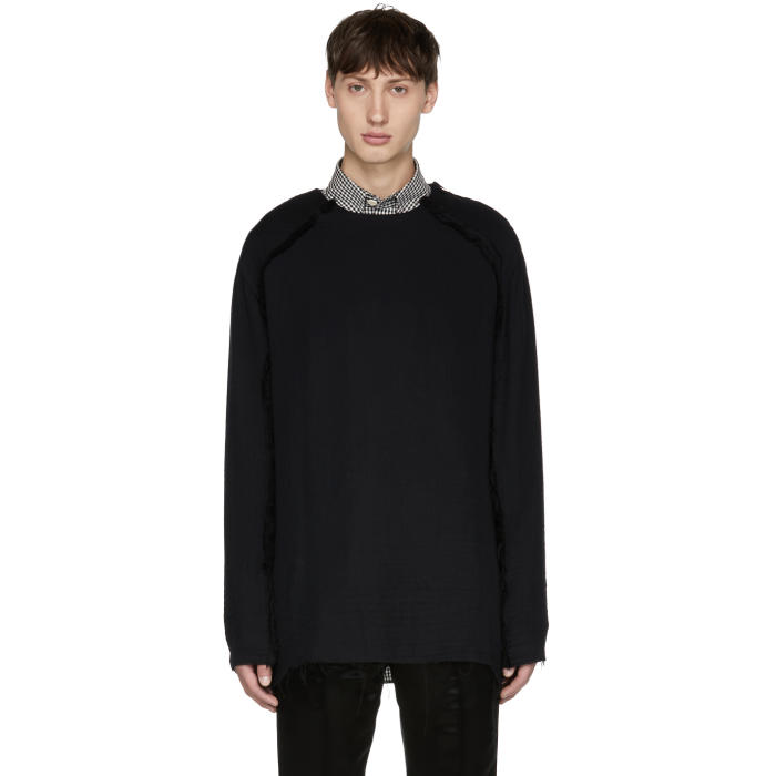 Yang Li Black Zipper Crewneck Sweater Yang Li