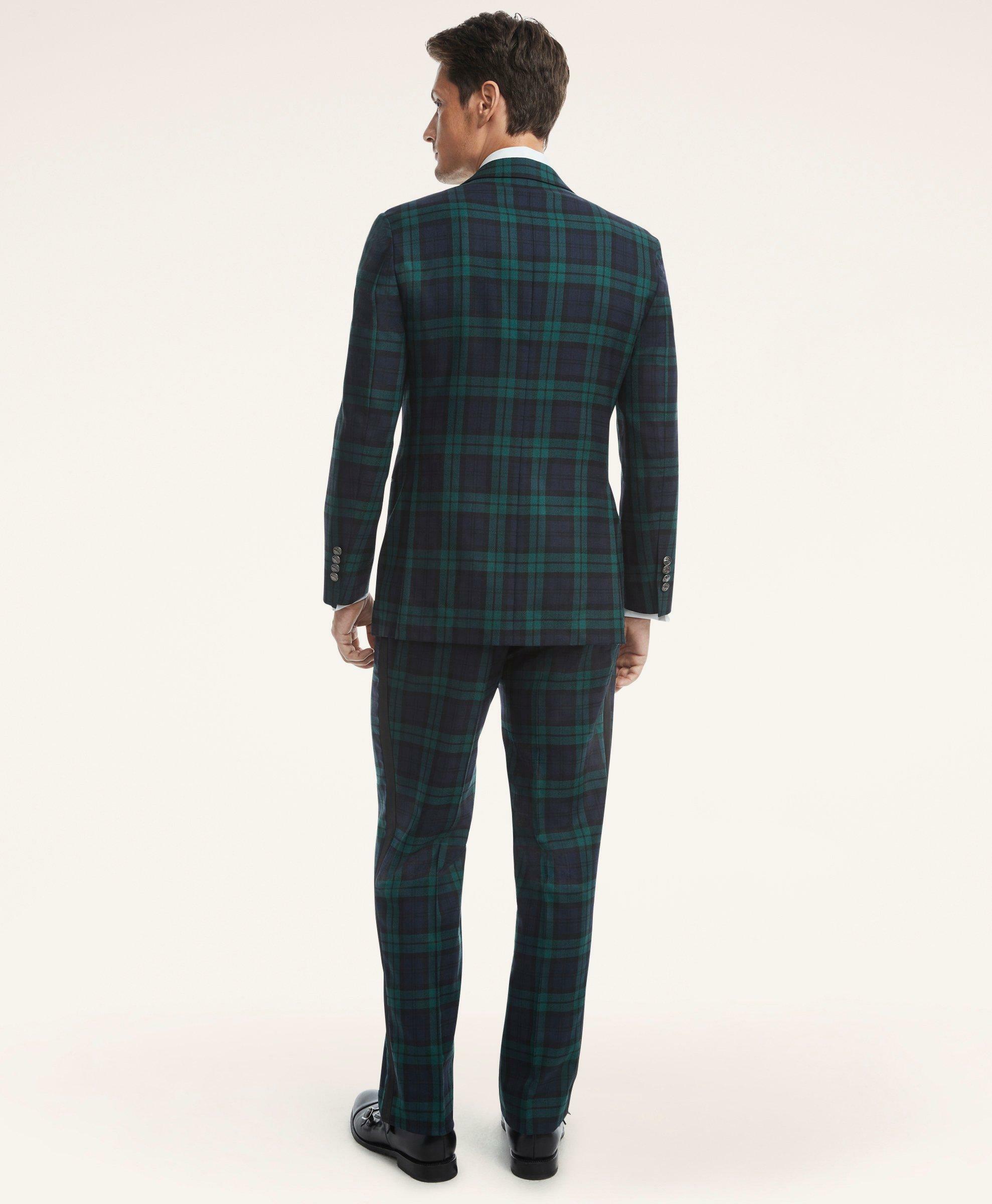 Brooks Brothers Men's Regent Fit Lambswool Black Watch Tuxedo | Navy/Green
