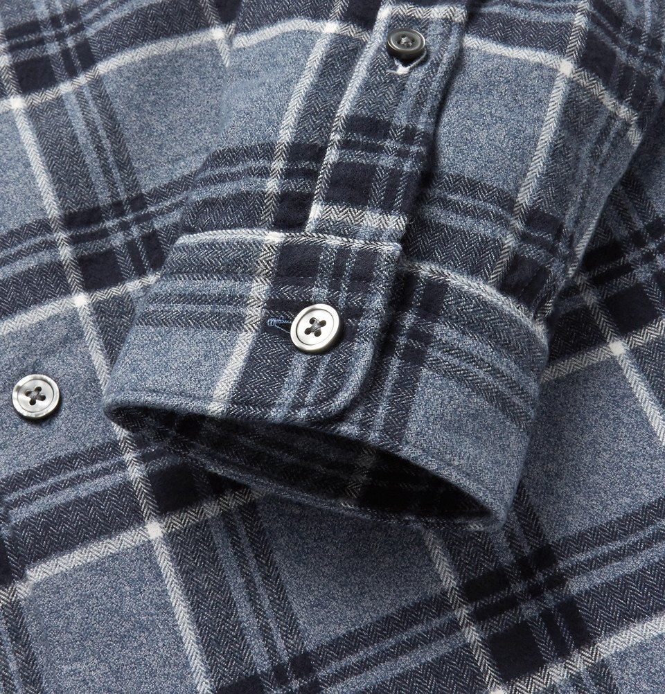 Hugo Boss Checked CottonFlannel Shirt Men Blue Hugo Boss