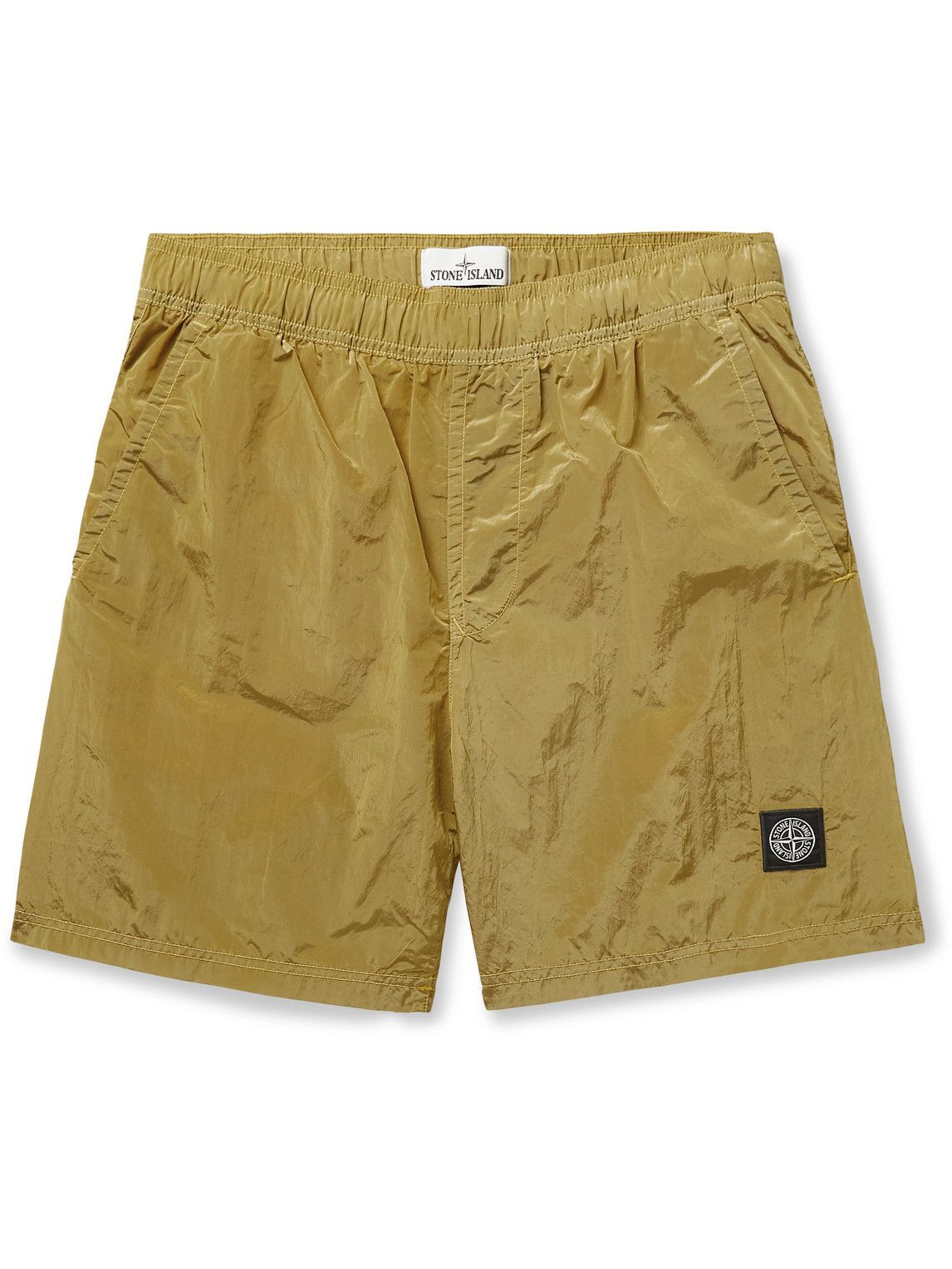 Stone Island - Mid-Length Logo-Appliquéd ECONYL Swim Shorts - Yellow ...