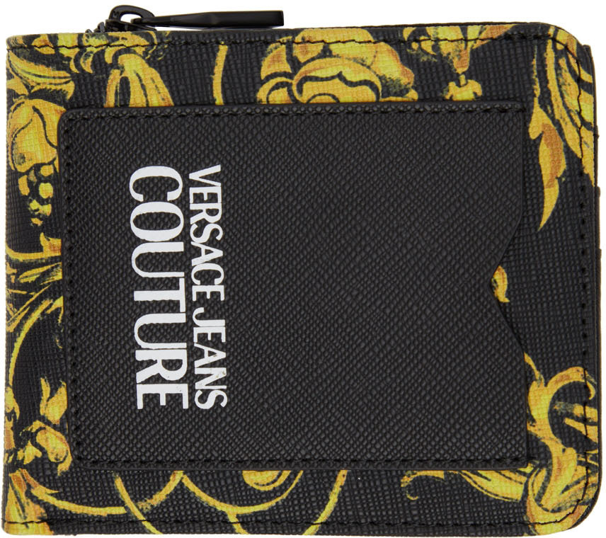 Versace Jeans Couture Black & Yellow Regalia Baroque Zip Wallet Versace
