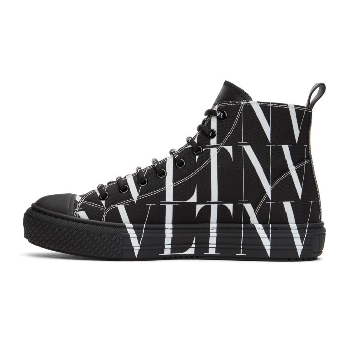 Valentino Black and White Valentino Garavani VLTN High-Top Sneakers ...