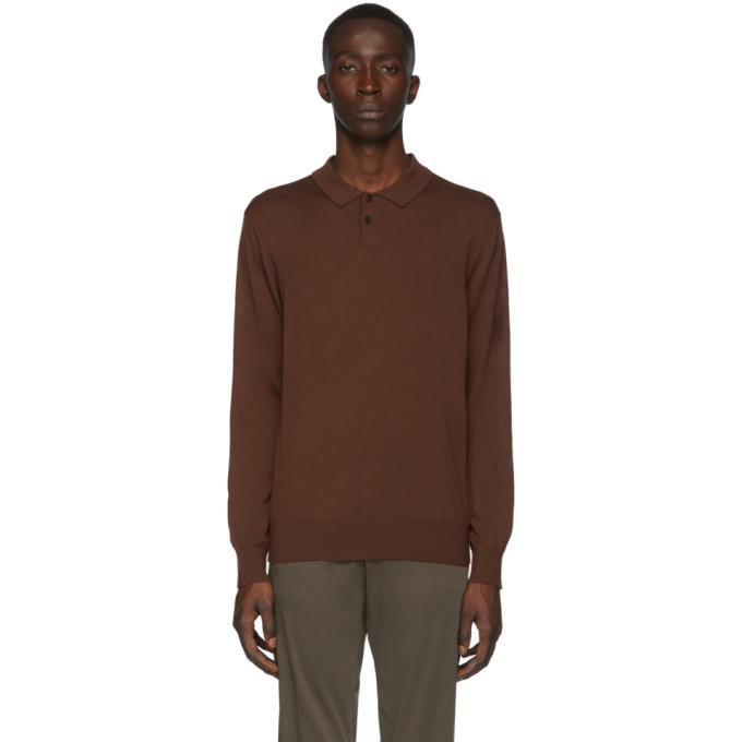 Z Zegna Brown Wool Long Sleeve Polo Z Zegna