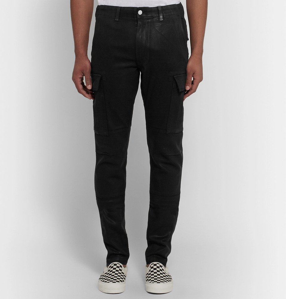 AMIRI - Skinny-Fit Waxed Stretch-Denim Cargo Jeans - Men - Black Amiri