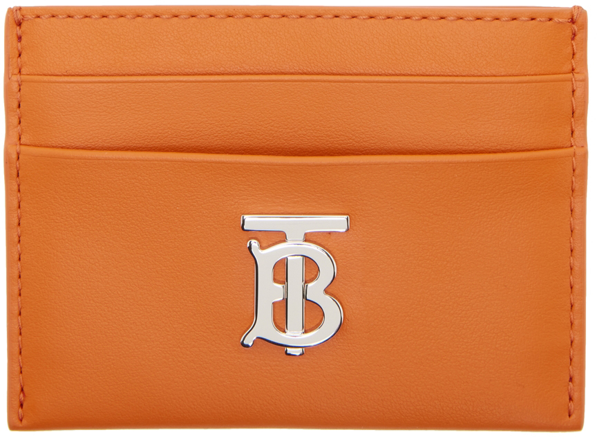 Burberry Orange Leather Monogram Motif Card Holder Burberry