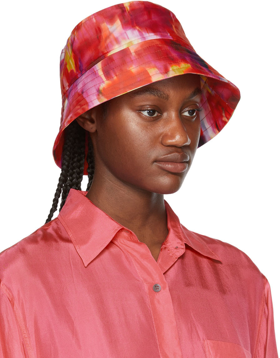 Dries Van Noten Red Satin Bucket Hat Dries Van Noten