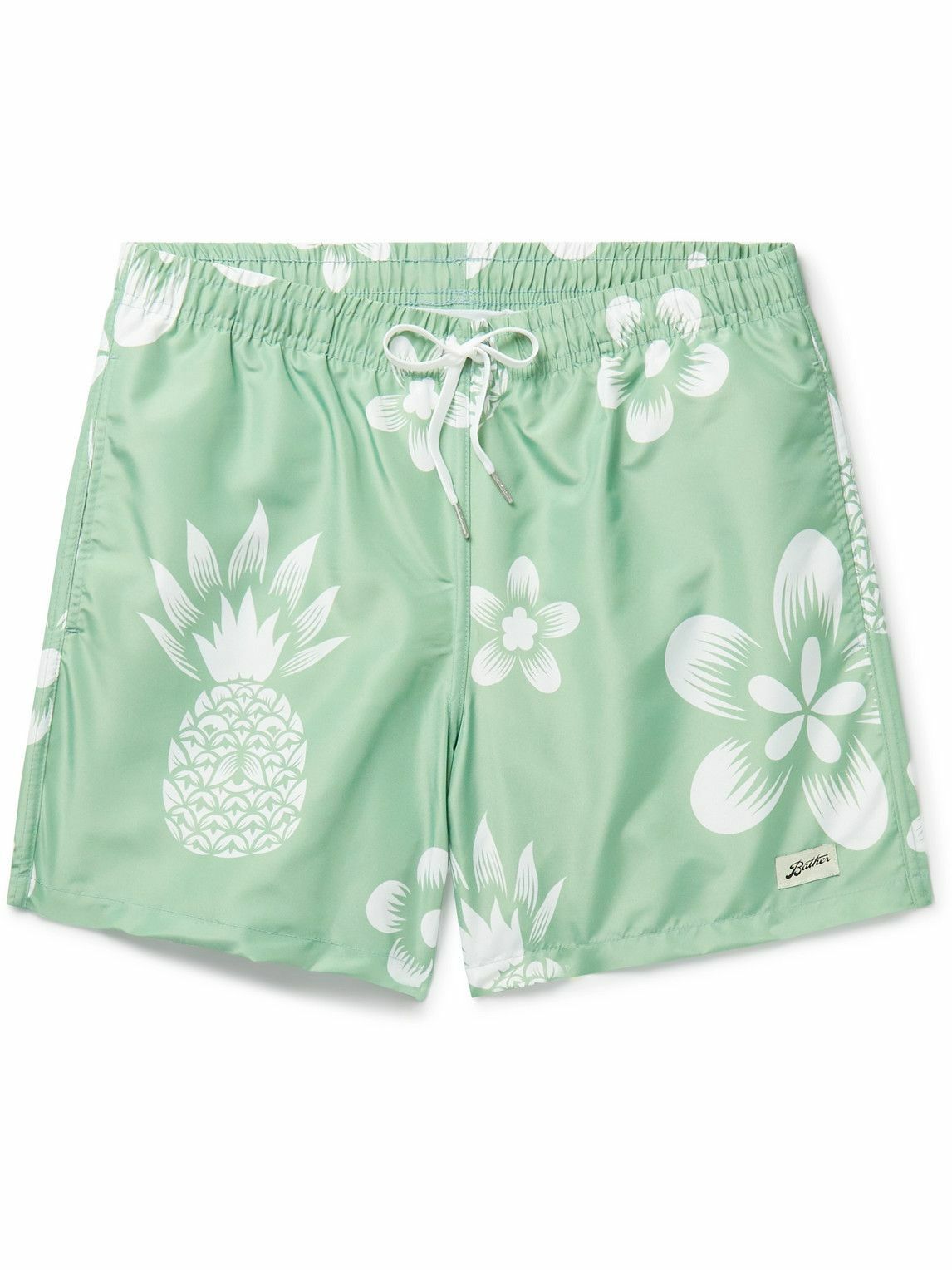 Photo: Bather - Straight-Leg Mid-Length Floral-Print Swim Shorts - Green