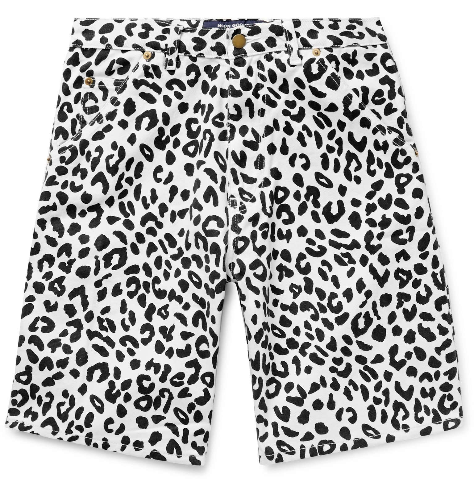leopard print denim shorts