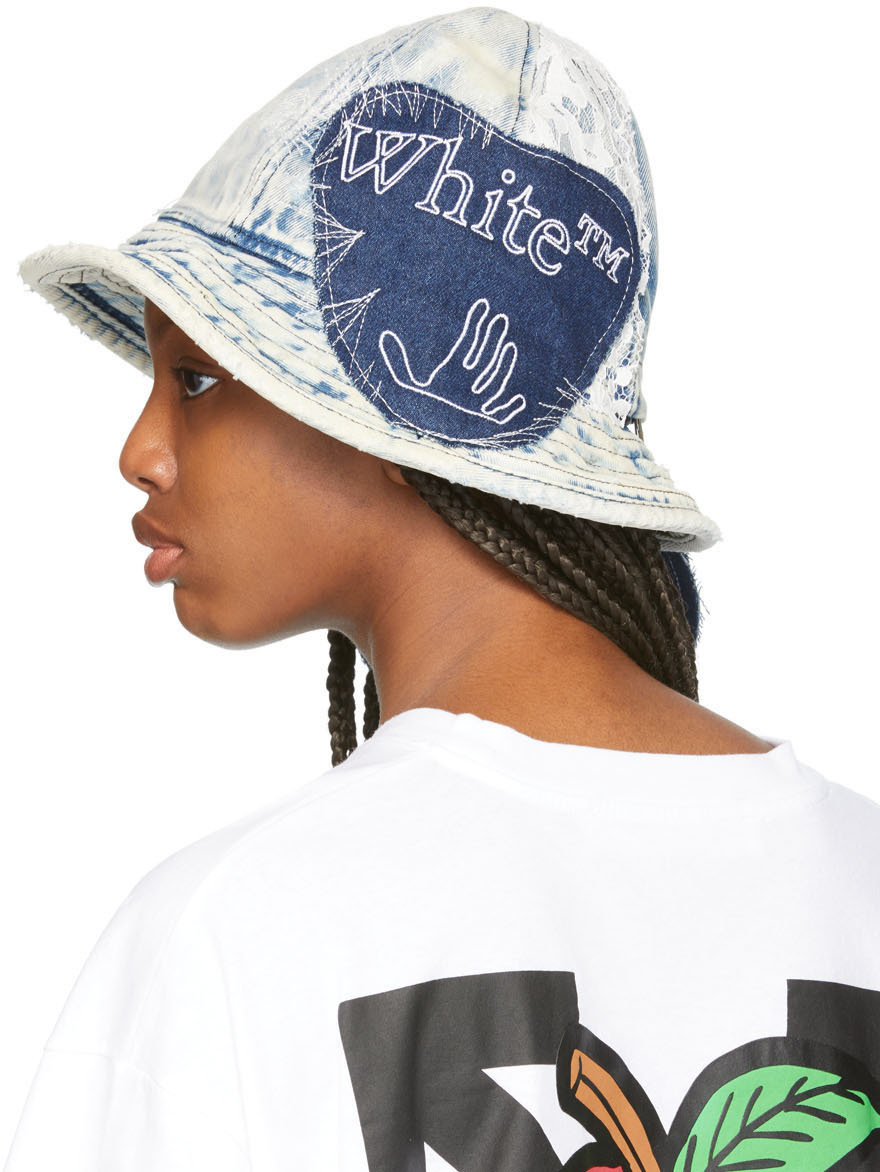 Off-White Blue Denim Ev Pocket Bucket Hat Off-White