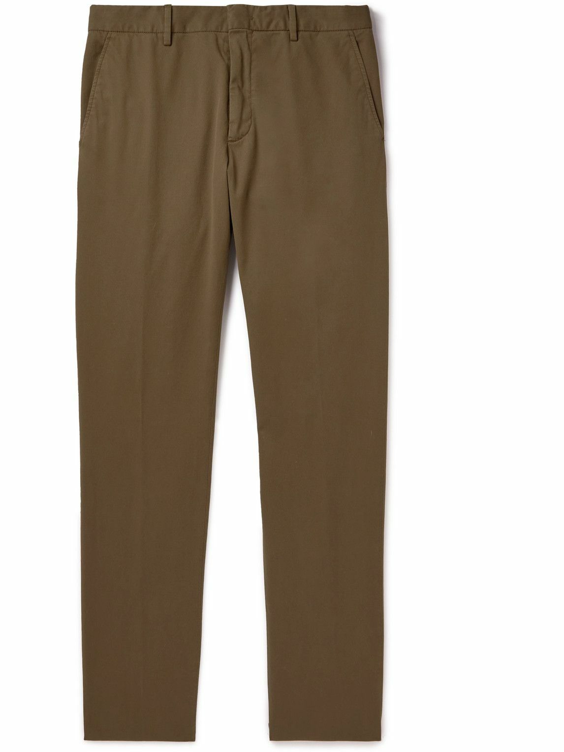 Zegna - Slim-Fit Stretch-Cotton Twill Trousers - Brown Zegna