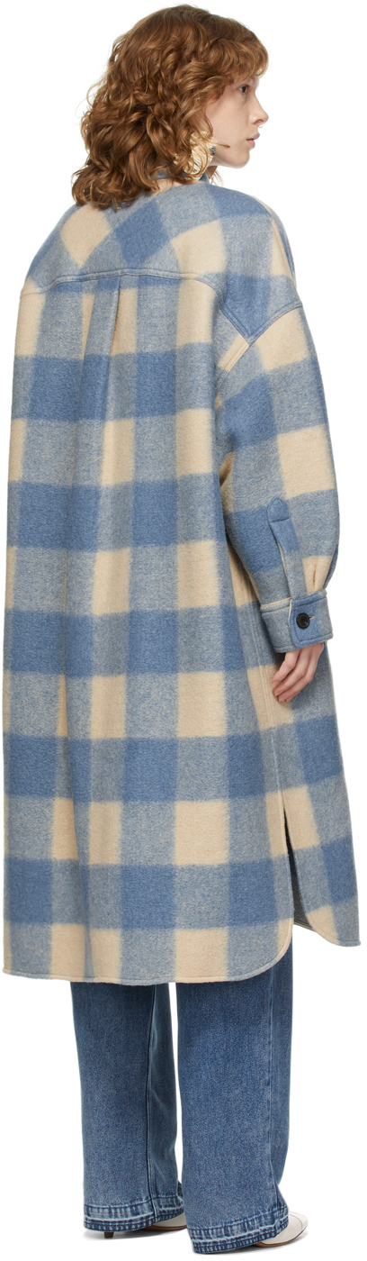 Isabel Marant Etoile Beige & Blue Check Fontizi Coat
