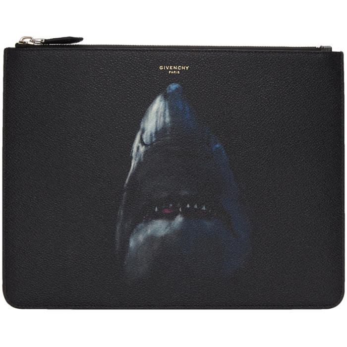 Givenchy Black Large Shark Zip Pouch Givenchy