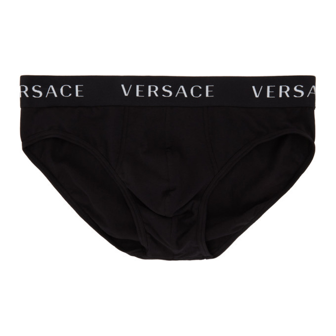 Versace Underwear Black Logo Band Briefs Versace Underwear