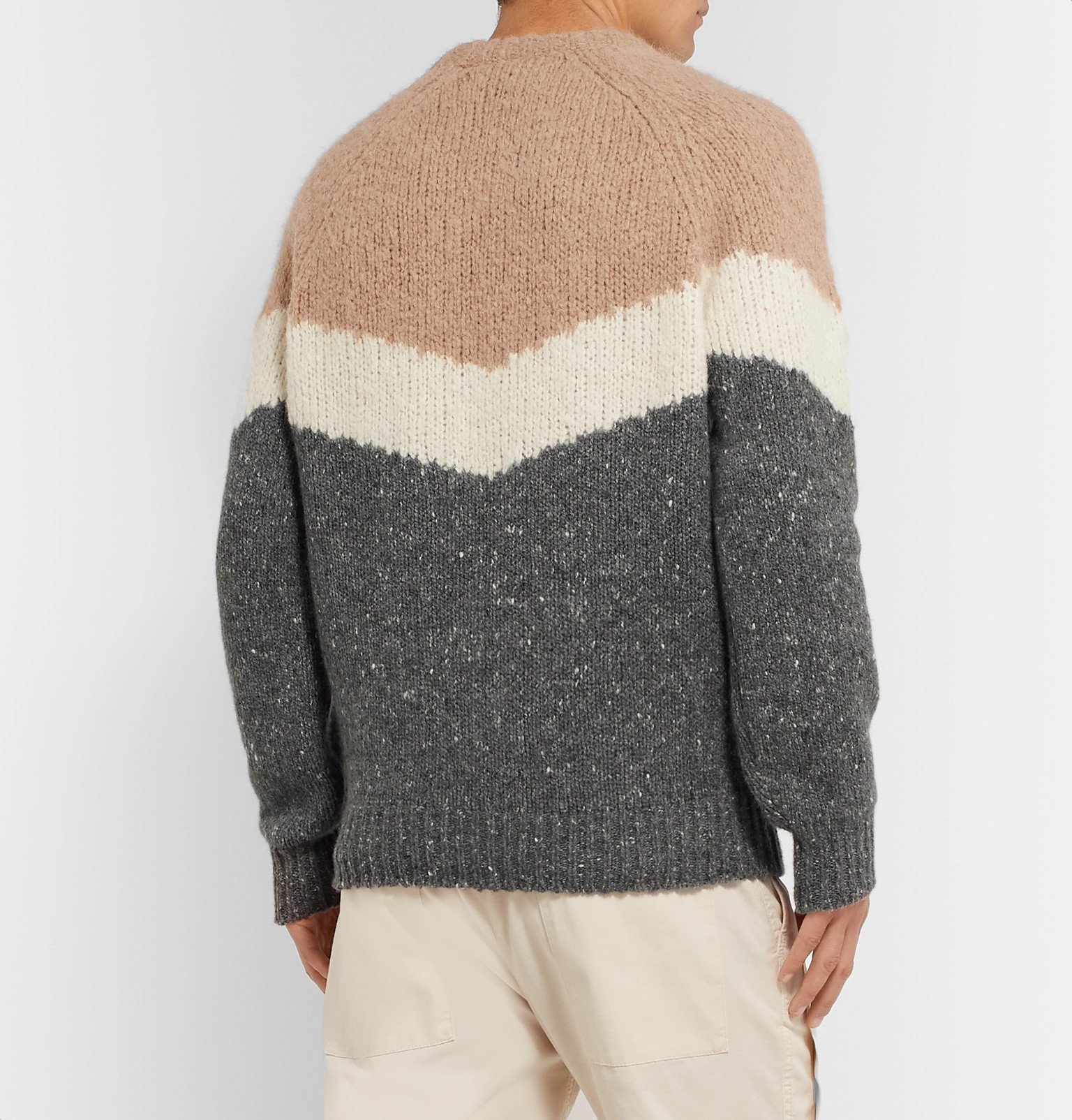 Brunello Cucinelli - Striped Mélange Alpaca-Blend Sweater - Brown ...