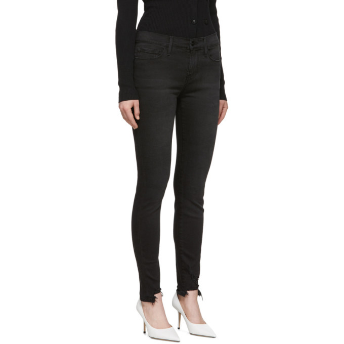 Frame Black Le Skinny De Jeanne Chewed 