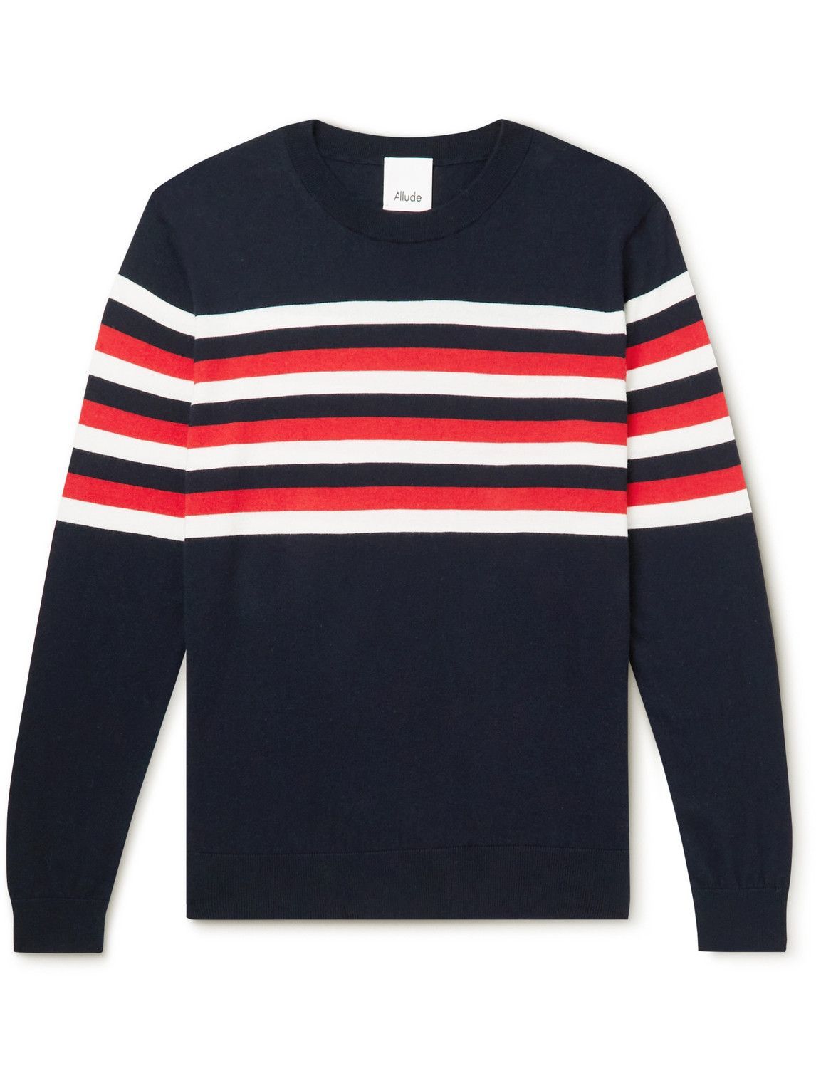 Allude - Striped Cotton and Cashmere-Blend Sweater - Blue