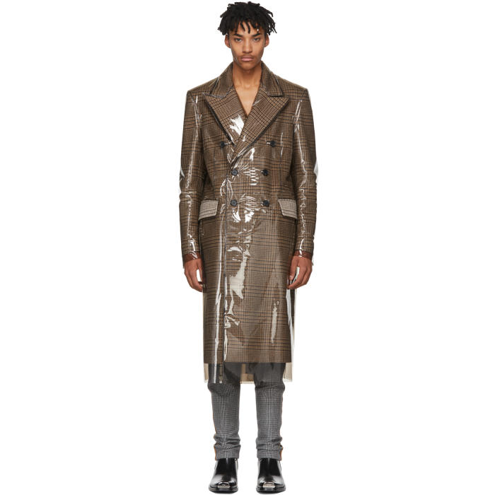 Calvin Klein 205W39NYC Brown Plastic-Covered Wall Street Coat Calvin Klein  205W39NYC