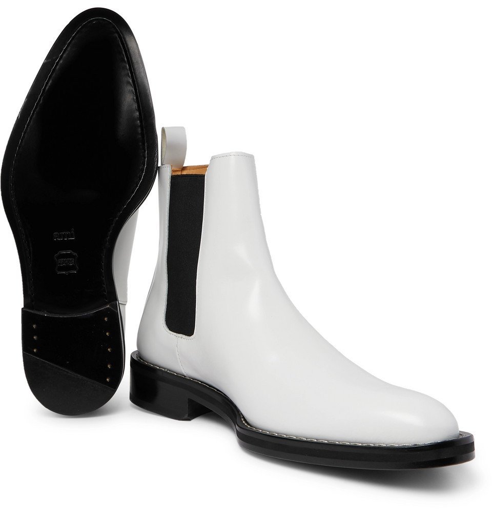 AMI - Leather Chelsea Boots - White AMI