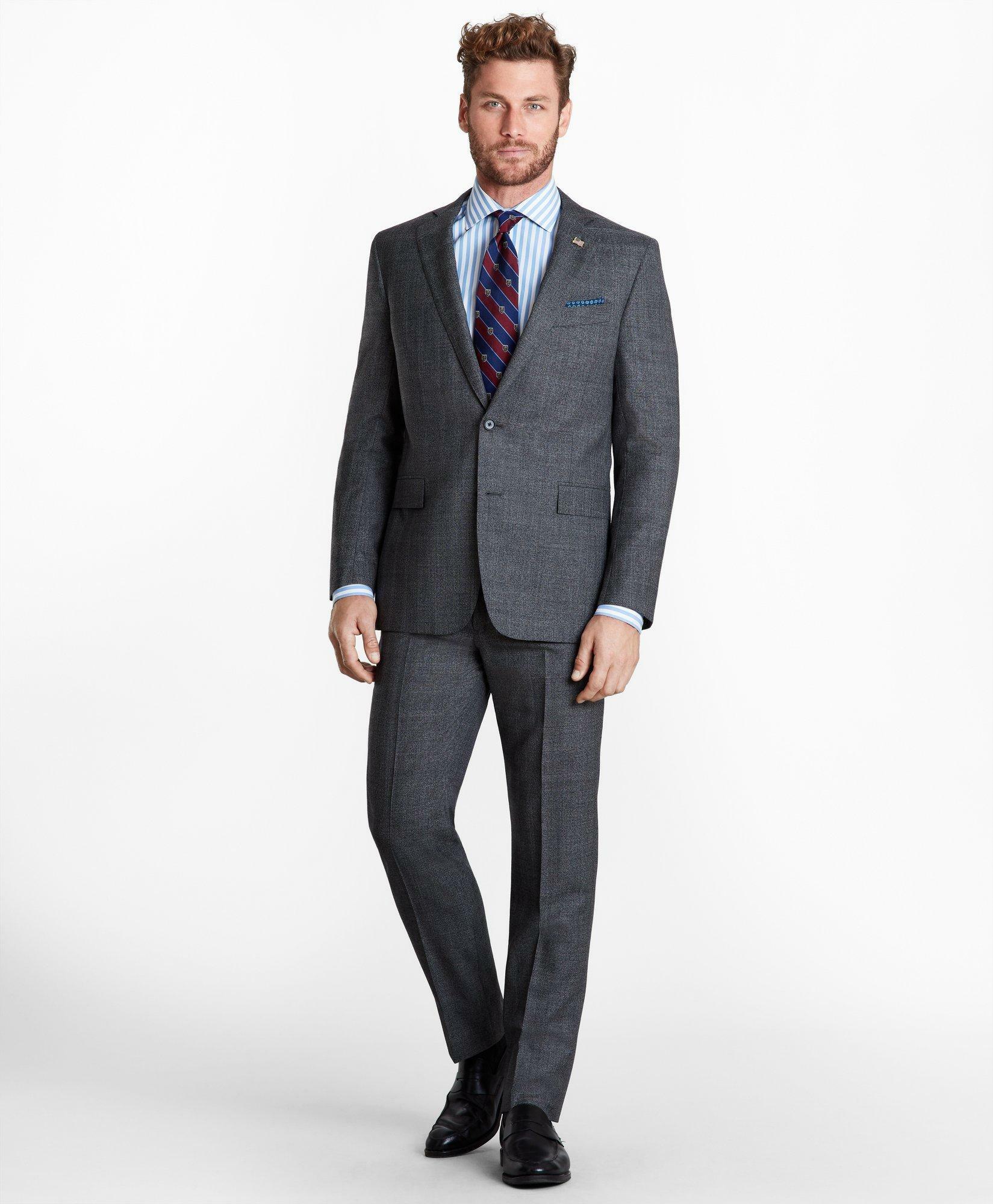 Brooks Brothers Mens Regent Fit Glen Plaid 1818 Suit Grey Brooks Brothers 