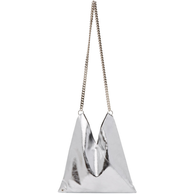 MM6 Maison Margiela Silver Metallic Triangle Shoulder Bag MM6 