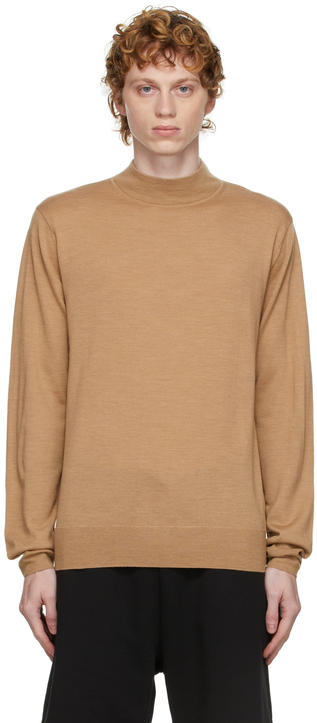 tan mock neck sweater