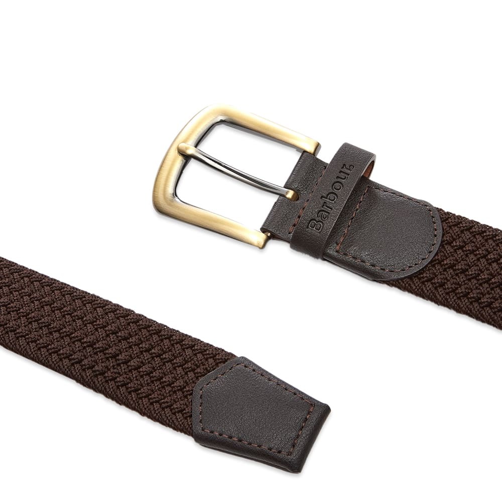 Barbour Men's Stretch bing Leather Belt in Dark Brown Barbour