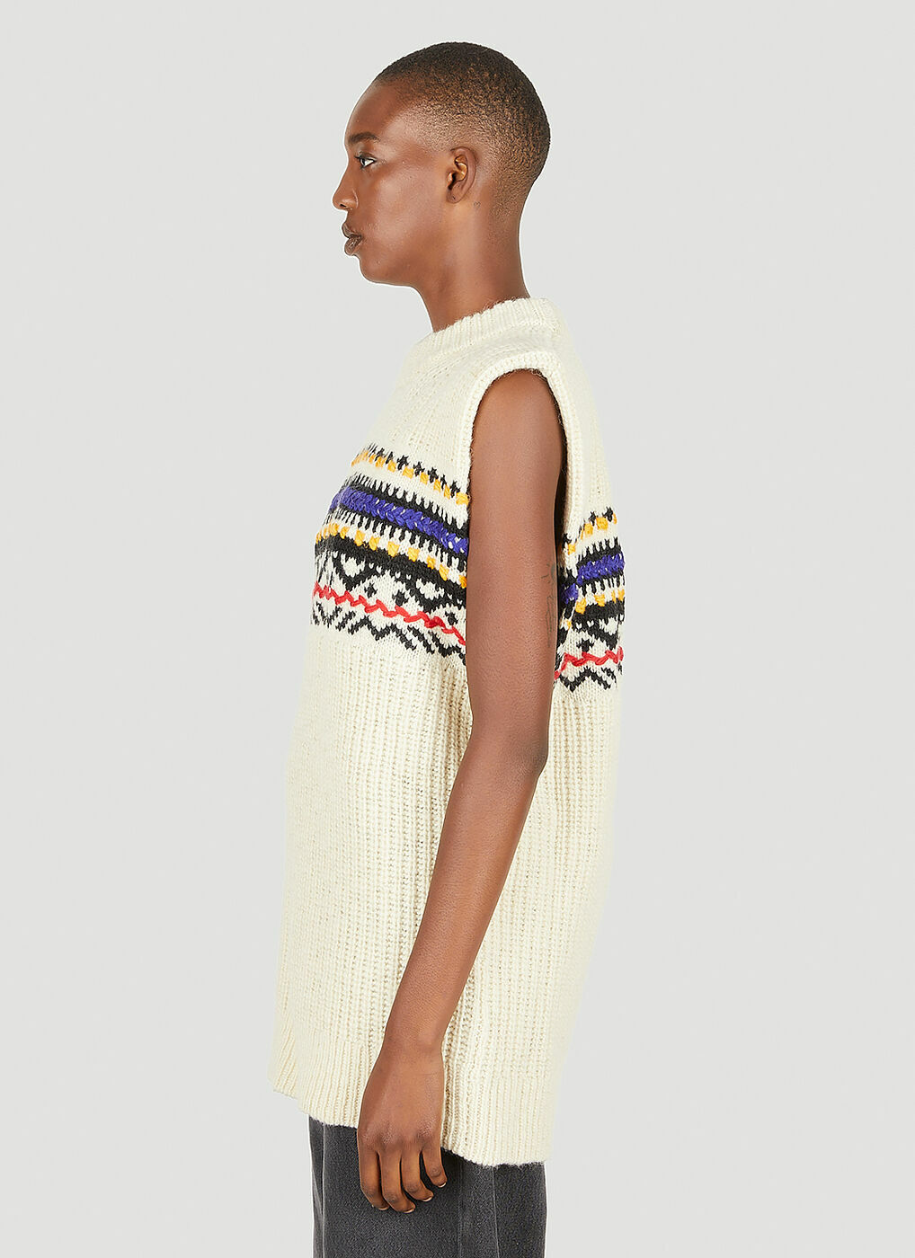 Gresley Knitted Sleeveless Sweater in White