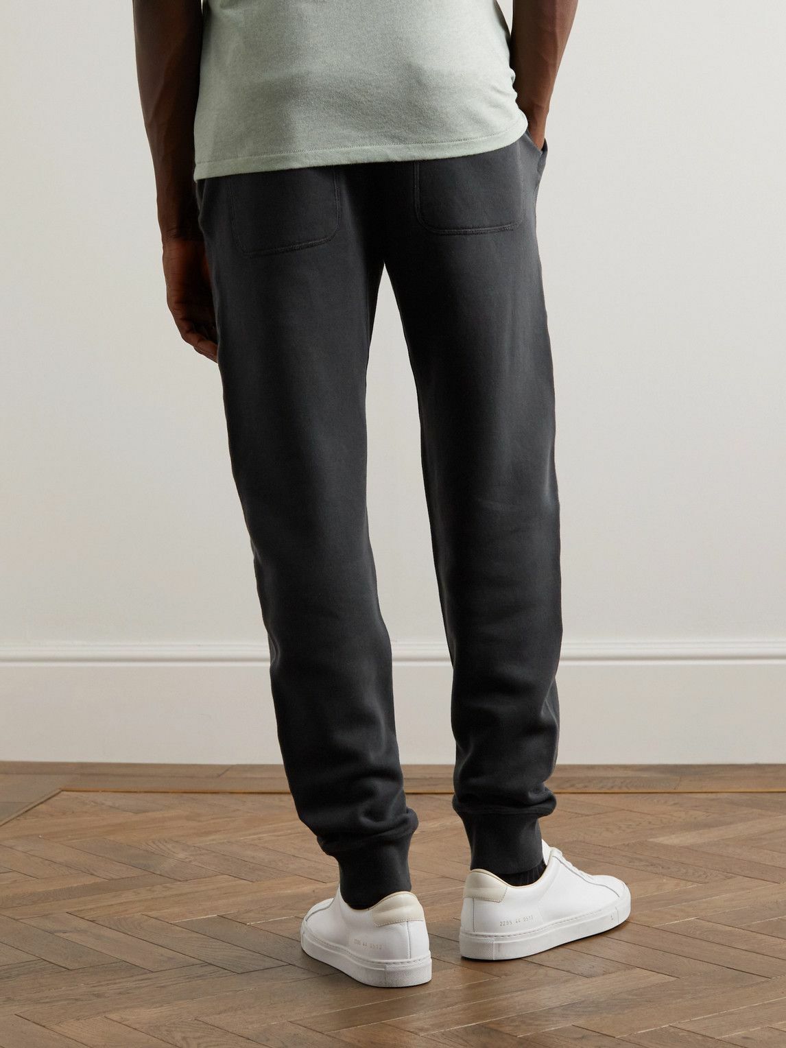 TOM FORD - Tapered Garment-Dyed Cotton-Jersey Sweatpants - Black TOM FORD