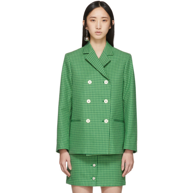 green houndstooth blazer