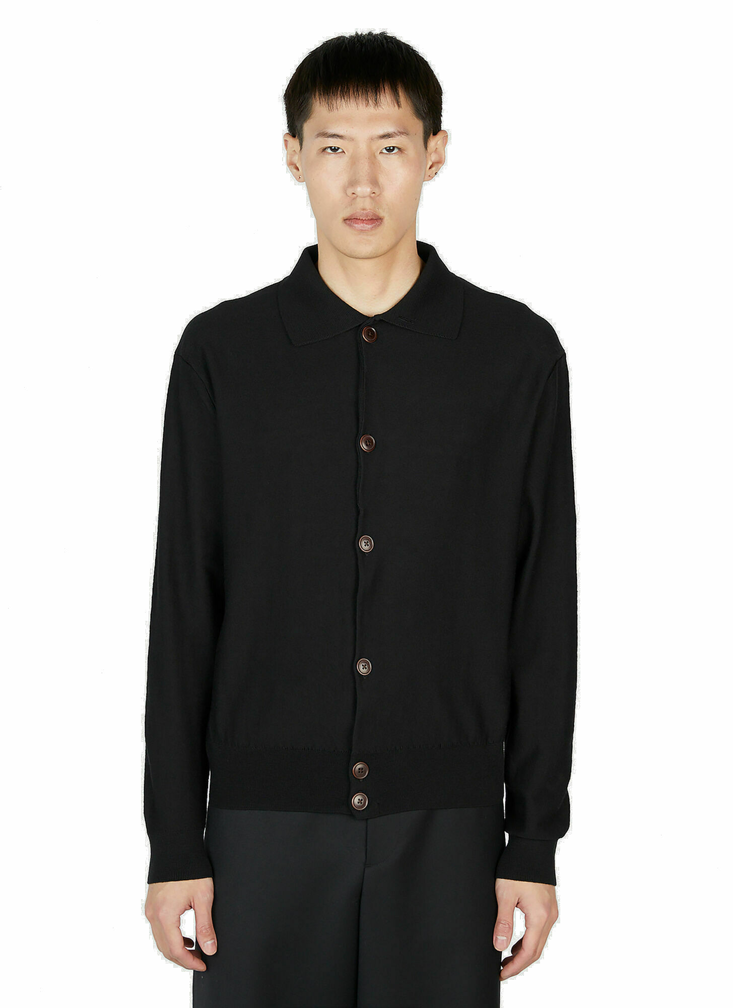 Lemaire - Convertible Collar Cardigan in Black Lemaire