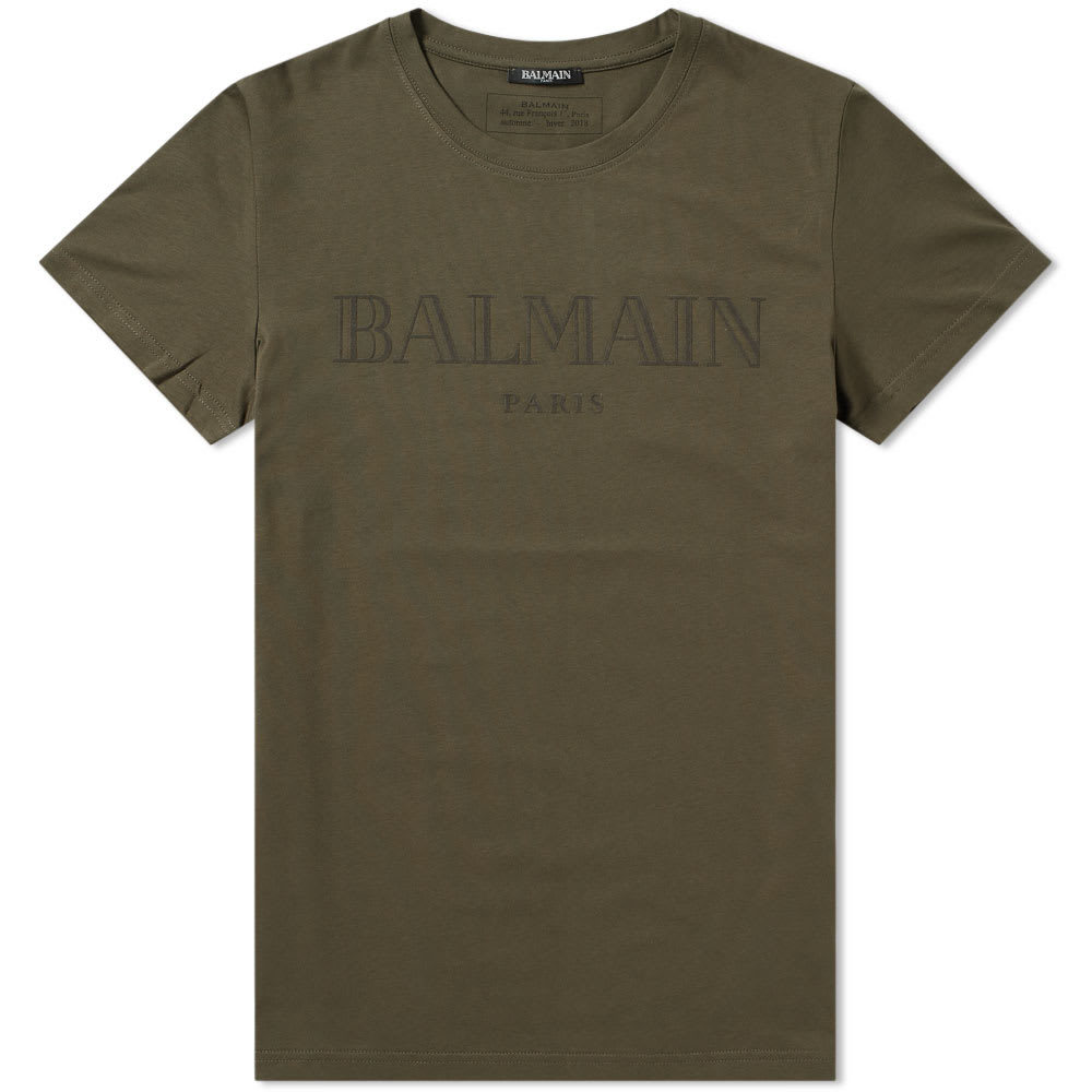 Balmain Flocked Logo Print Tee Balmain