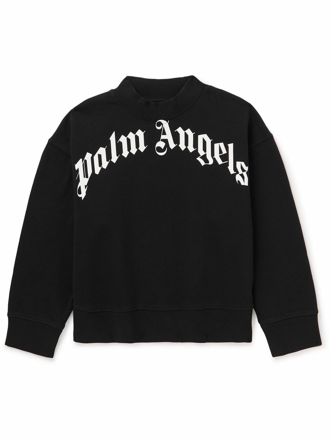 Photo: Palm Angels Kids - Logo-Print Cotton-Jersey Sweatshirt - Black