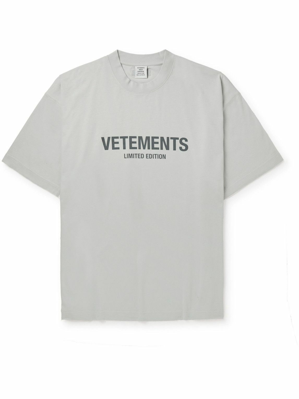 VETEMENTS - Logo-Print Cotton-Jersey T-Shirt - Gray Vetements