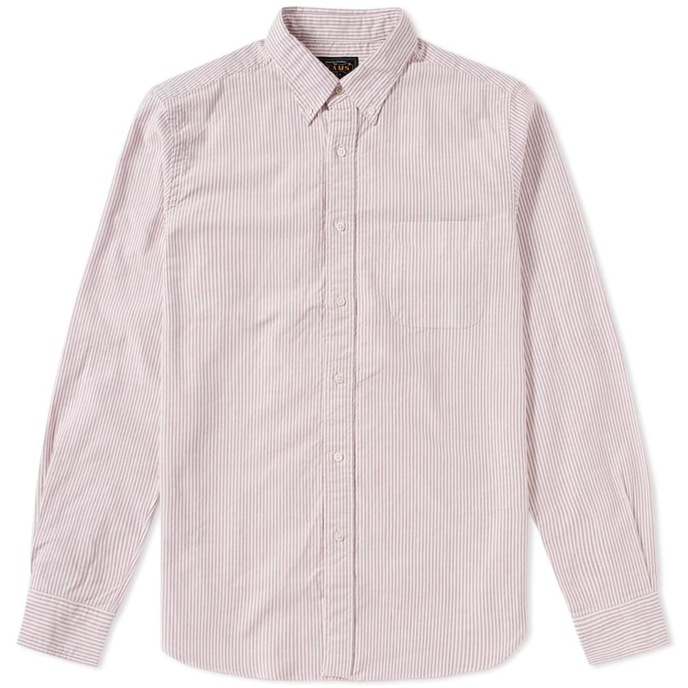 Beams Plus Button Down Candy Stripe Shirt White Beams Plus