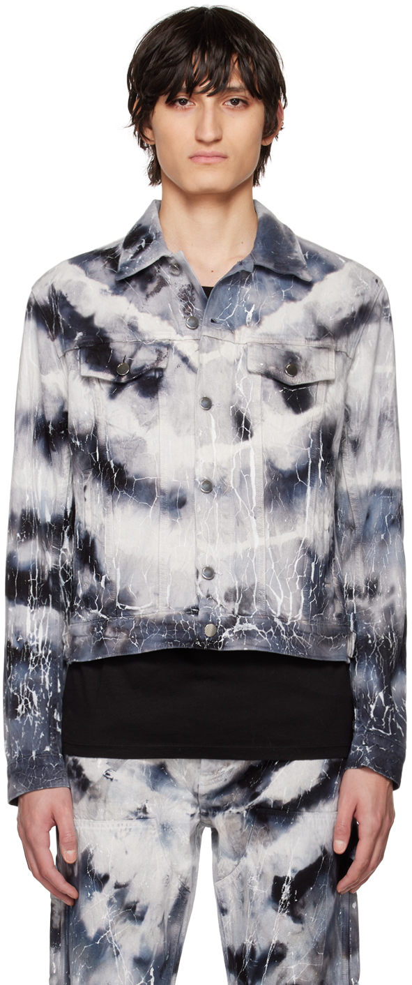 AMIRI Black Cracked Tie-Dye Denim Jacket Amiri