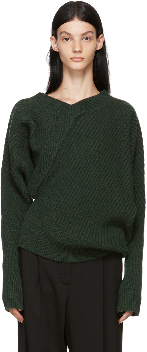 LVIR Green Wool Unbalance Sweater LVIR